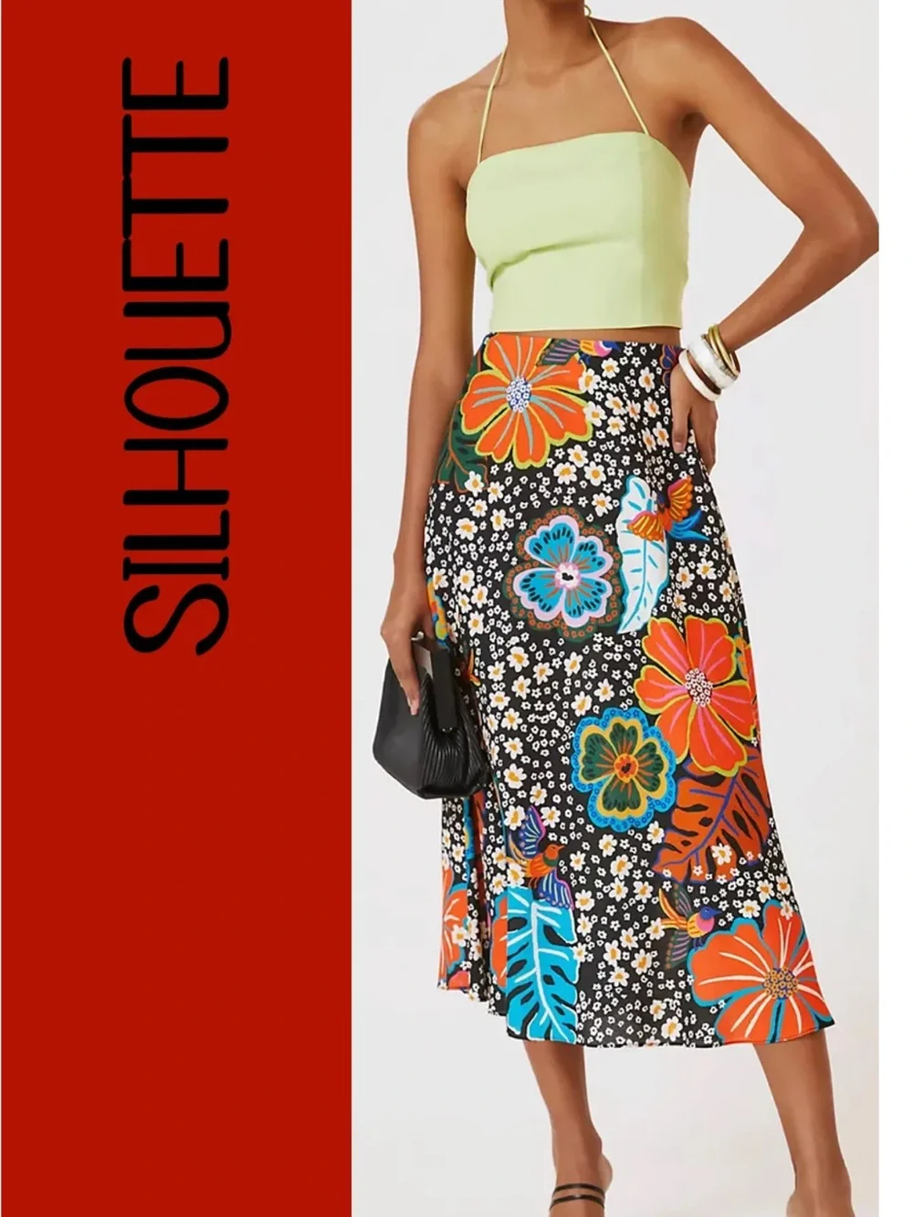 Anthropologie x Farm Rio XL Black Vibrant Multi Tropical Floral Maxi Skirt - Picture 2 of 7